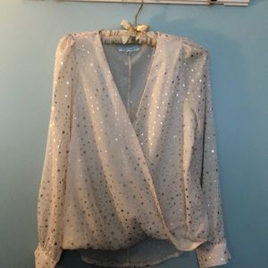 NWOT Vici Dolls Metallic Star V-Neck Blouse